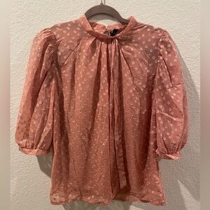 Pink 1/2 Sleeve Sparkly Dotted Blouse - Size Small